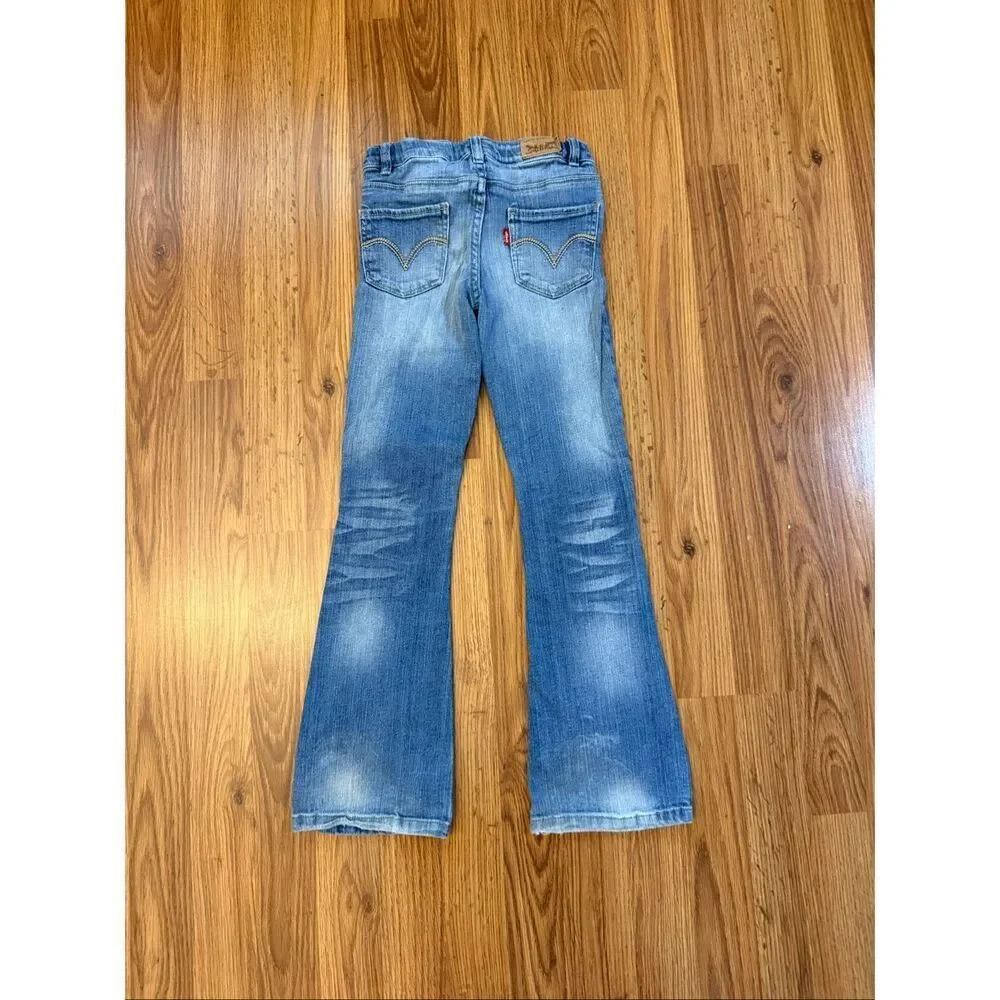 Levi's Kids Slim Fit Skinny Flare Cotton Denim Jeans Blue Size 7